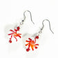 Top view of Christmas Peppermint Glass Bead Earrings.