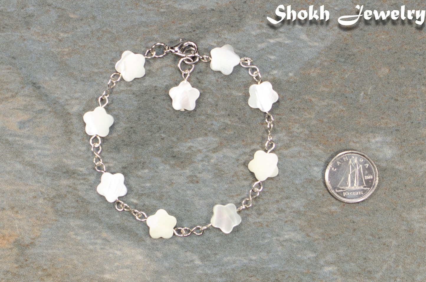 Natural Seashell Flower Link Bracelet