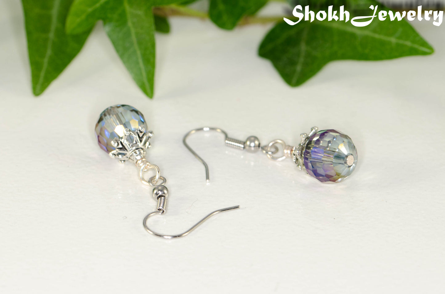 10mm Glass Crystal Disco Ball Earrings.