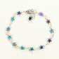 Top view of Small Rainbow Hematite Star Link Bracelet.