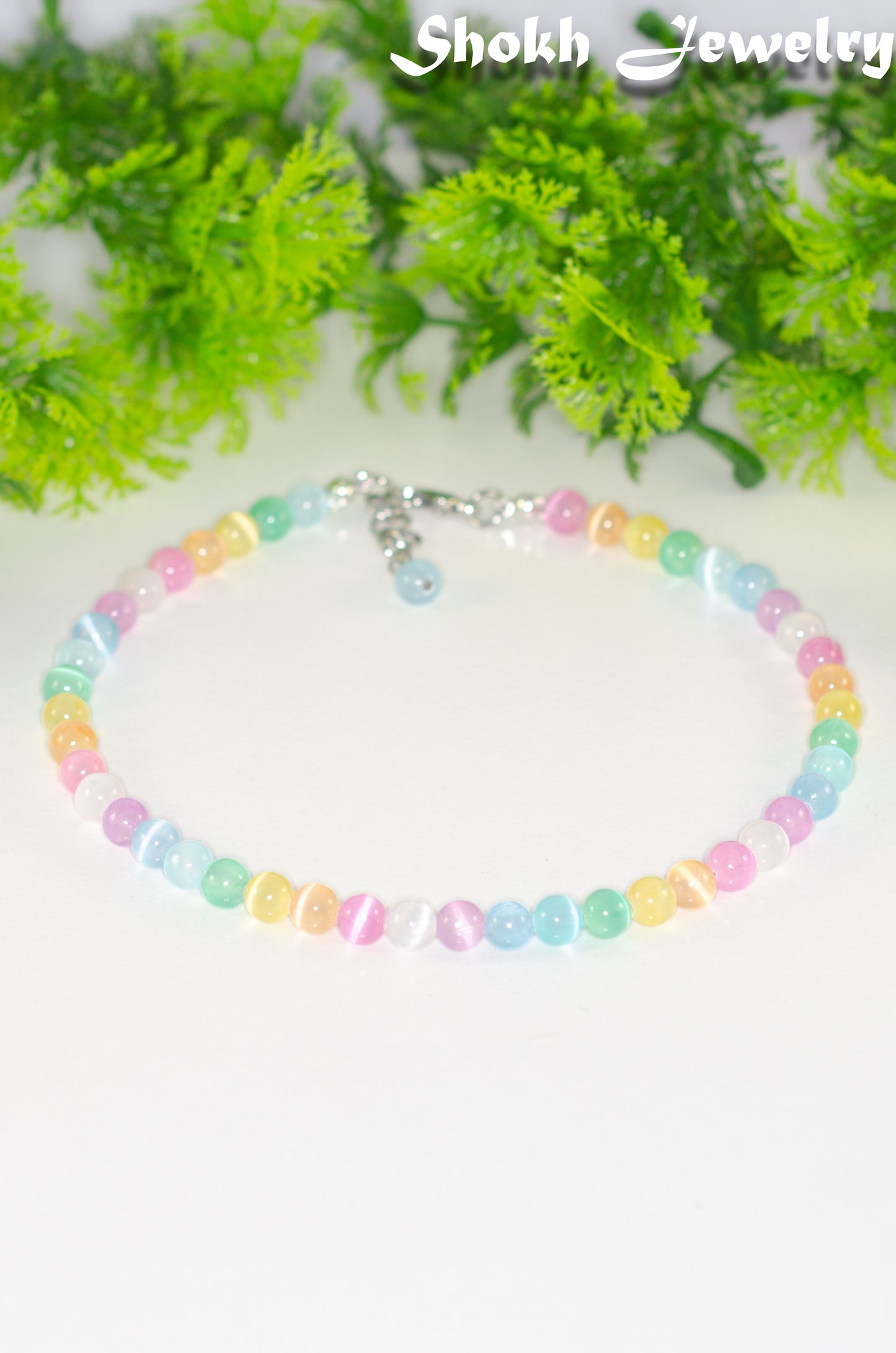 6mm Rainbow Selenite Beaded Choker Necklace