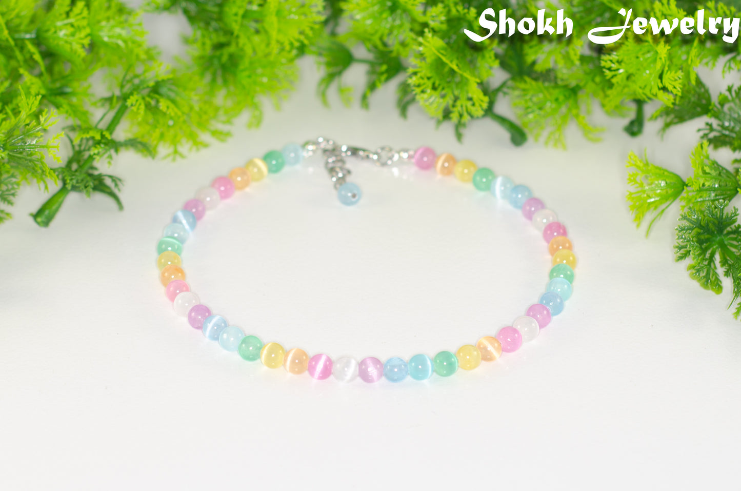 6mm Rainbow Selenite Beaded Choker Necklace