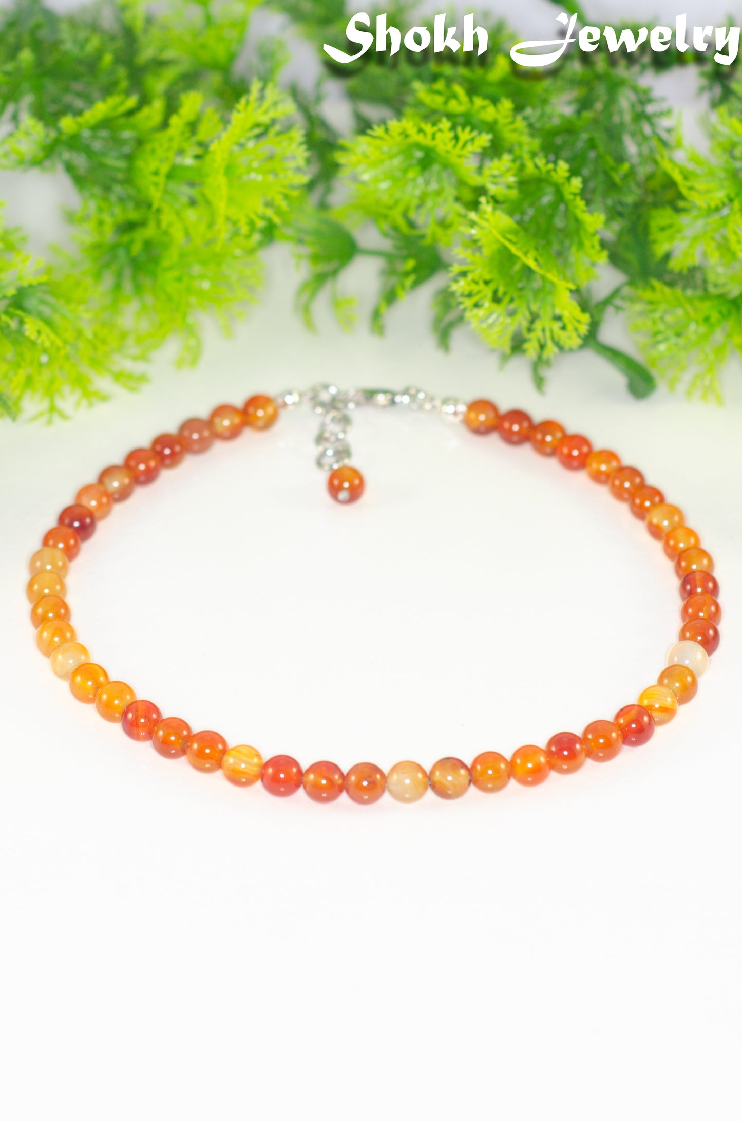 6mm Carnelian Crystal Choker Necklace