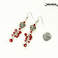 Tibetan Silver Heart and Red Beaded Cluster Earrings beside a dime.