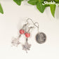 Red Quartzite and Tibetan Silver Maple Leaf Dangle Earrings beside a dime.