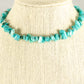 Natural Turquoise Crystal Chip Choker Necklace displayed on a bust.