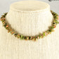 Natural Unakite Crystal Chip Choker Necklace displayed on a bust.