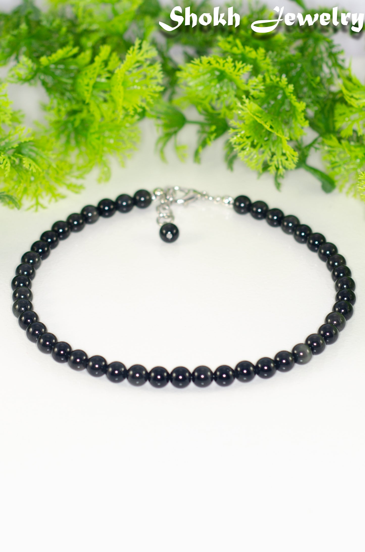 6mm Black Obsidian Crystal Choker Necklace