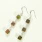 Top view of Long Unakite Cube Dangle Earrings.