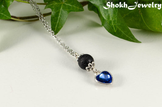 Lava Rock and Heart Shaped December Birthstone Choker Necklace.