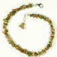 Natural Unakite Crystal Chip Anklet with lobster claw clasp.