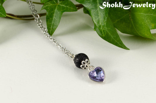 Lava Rock and Heart Shaped June Birthstone Choker Necklace.