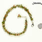 Natural Unakite Crystal Chip Choker Necklace beside a dime.
