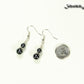 Small Natural Hematite Earrings beside a dime.