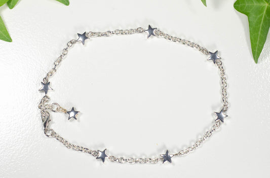 Silver plated Hematite Star and Chain Bracelet.