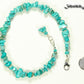 Natural Turquoise Crystal Chip Anklet beside a dime.