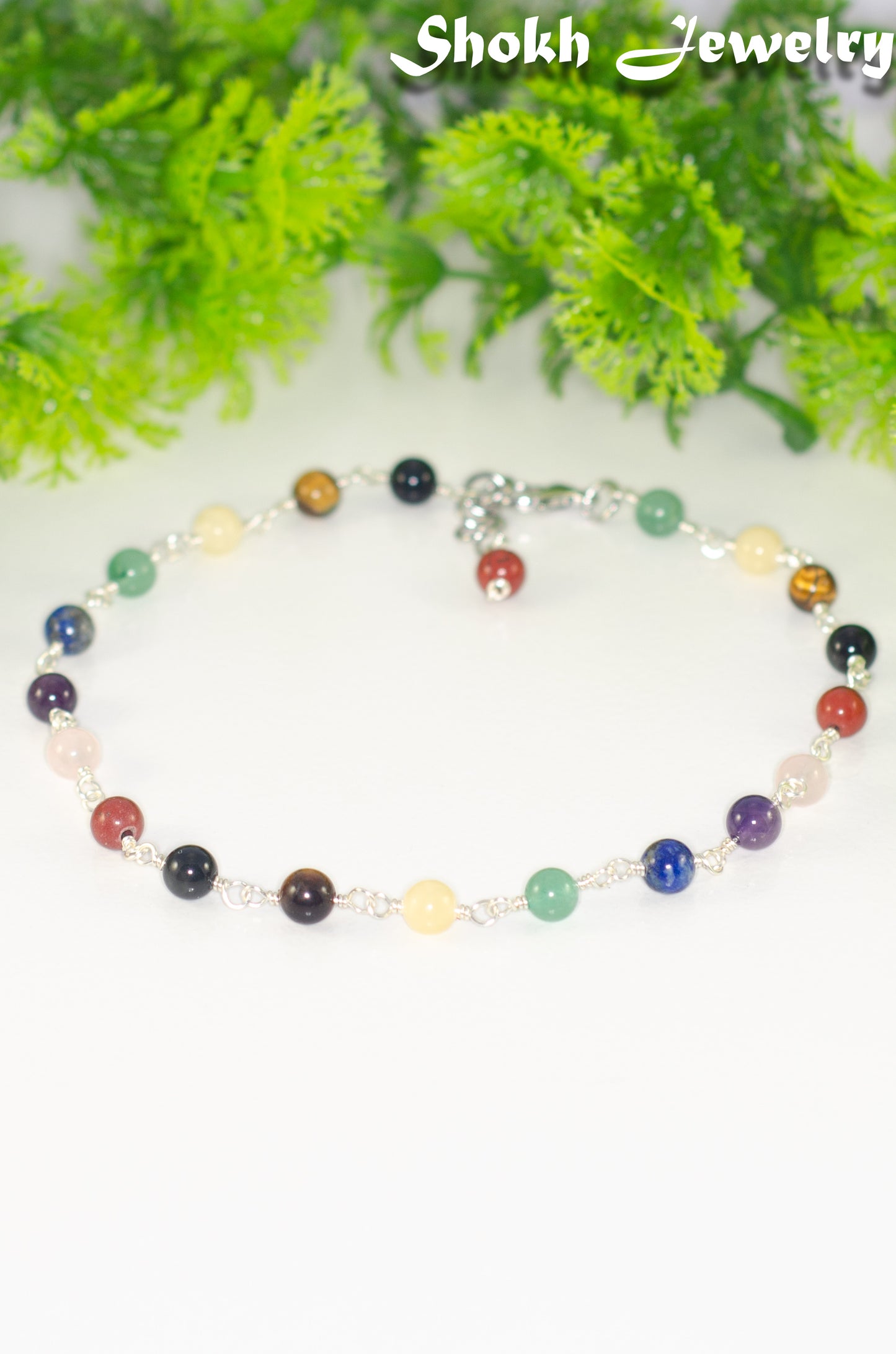6mm Chakra Gemstone Link Choker Necklace