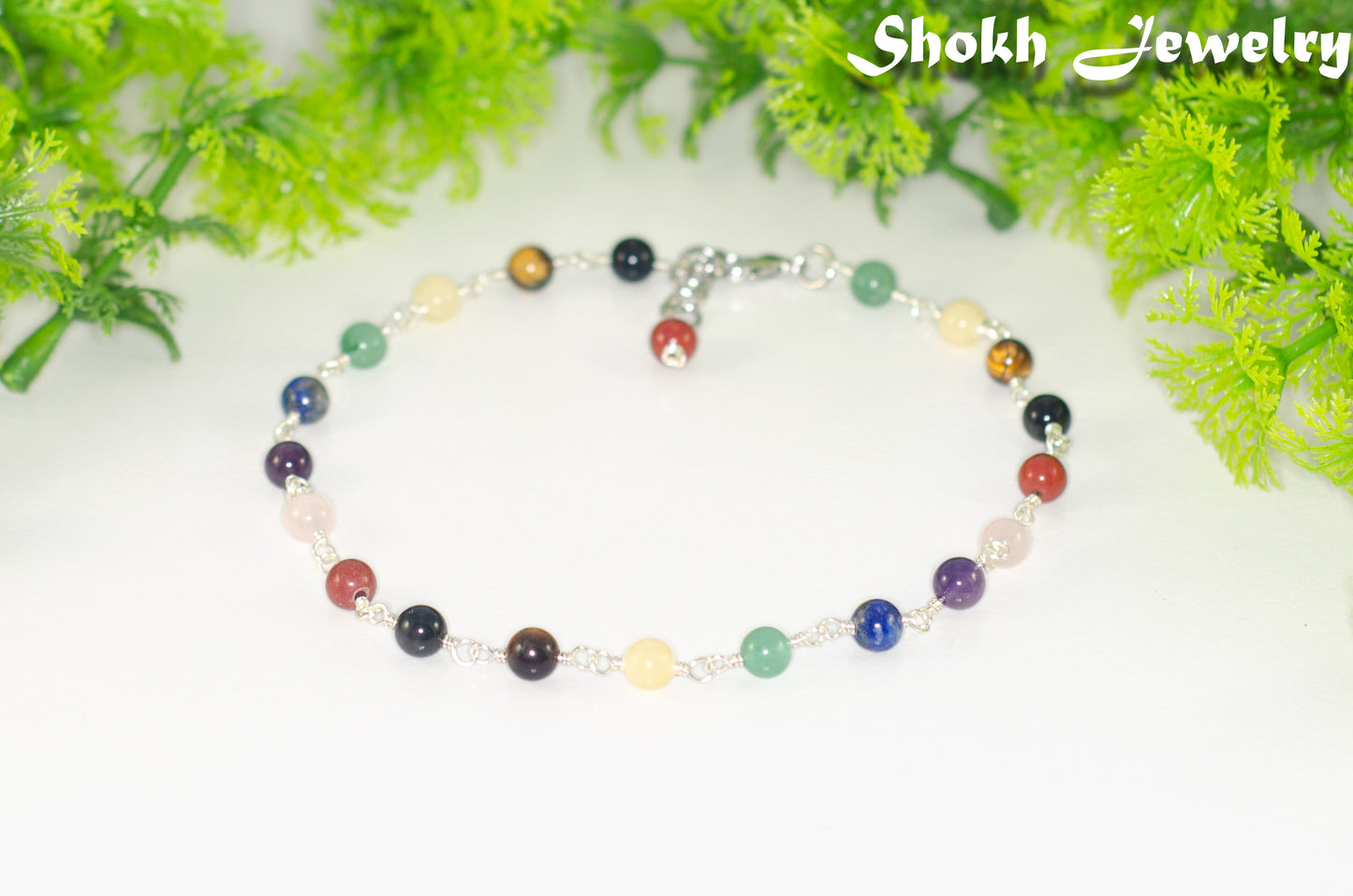 6mm Chakra Gemstone Link Choker Necklace