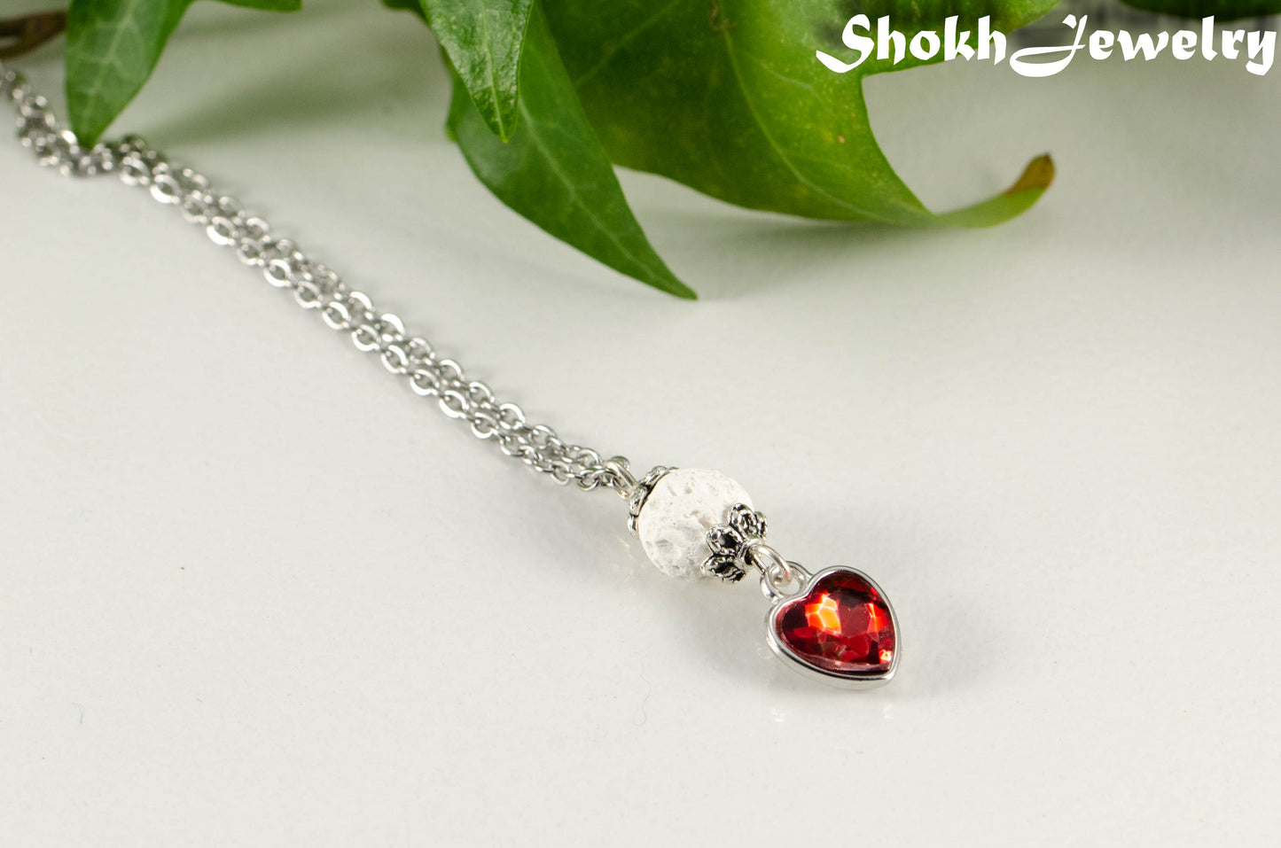 Lava Rock and Heart Shaped July Birthstone Choker Necklace.