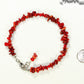 Top view of Natural Red Coral Chip bracelet.