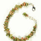 Top view of Natural Unakite Crystal Chip Bracelet