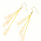 Top view of Long Gold Plated Chain and Rose Quartz Crystal Chip Earrings.