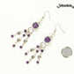 Statement Amethyst and Heart Chandelier Earrings beside a dime.