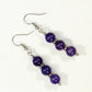 Top view of Natural Purple Agate Beaded Bar Earrings.