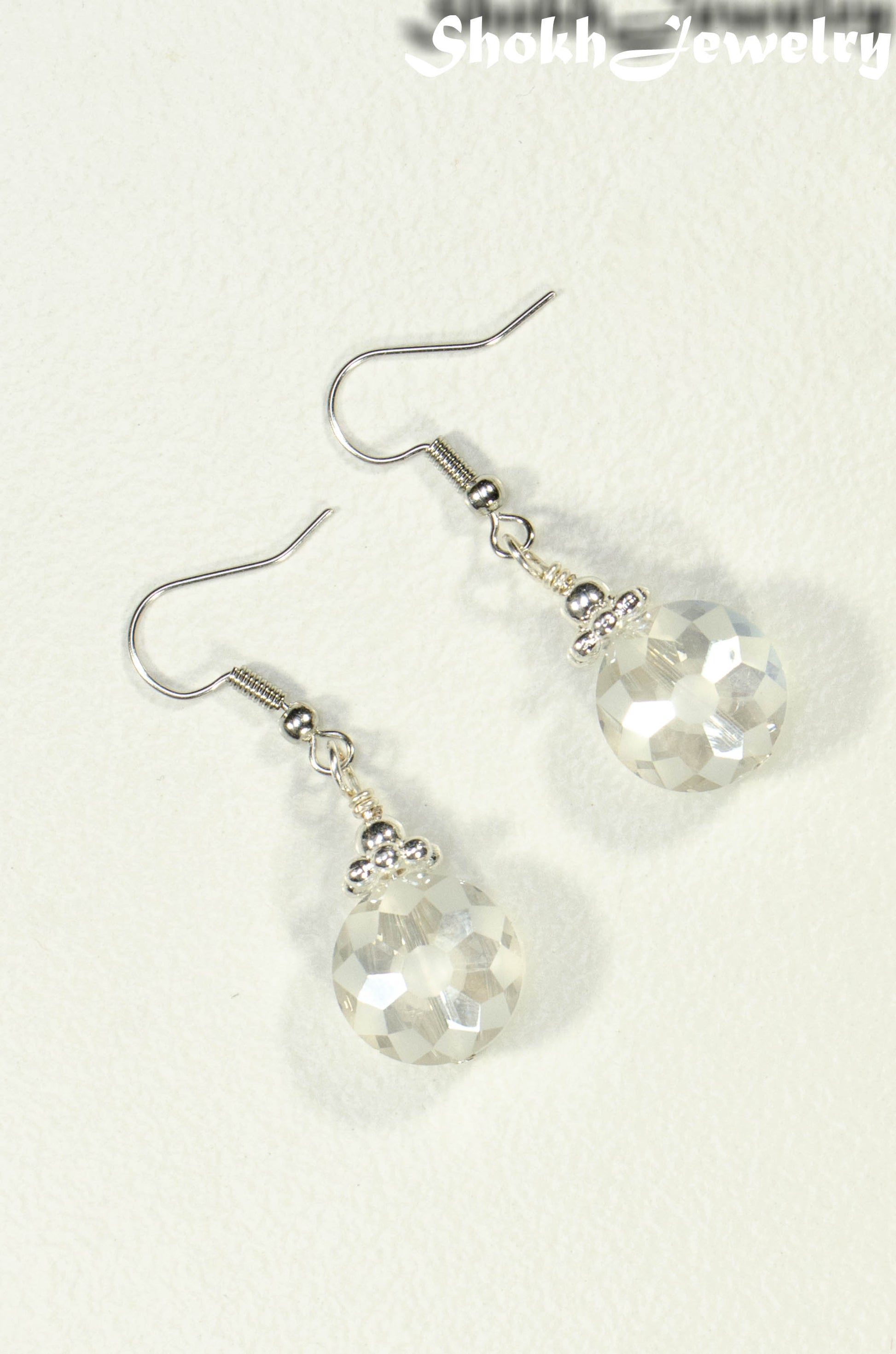 Top view of Frosted Glass Crystal Beads Earrings.