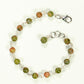 Top view of 6mm Unakite Jasper Link Bracelet with clasp.