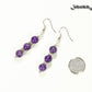 Natural Amethyst Beaded Bar Earrings beside a dime.