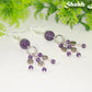 Natural Amethyst and Heart Chandelier Earrings