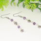 Long Amethyst and Flower Earrings, February Birthstone Jewelry