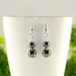 Close up of Small Natural Hematite Earrings.