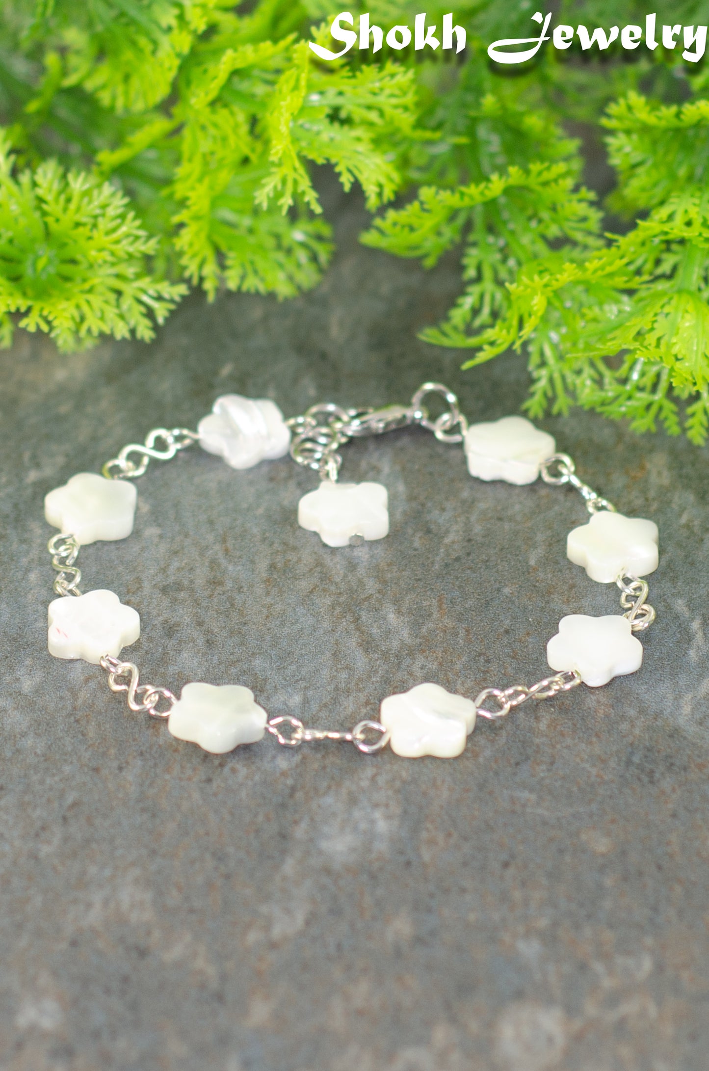 Natural Seashell Flower Link Bracelet