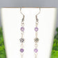 Long Amethyst and Flower Earrings, February Birthstone Jewelry