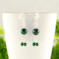 Close up of Genuine Malachite Dangle Earrings.