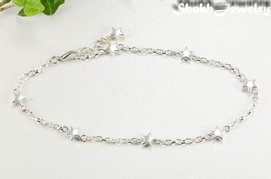 Silver plated Hematite Star and Chain Anklet