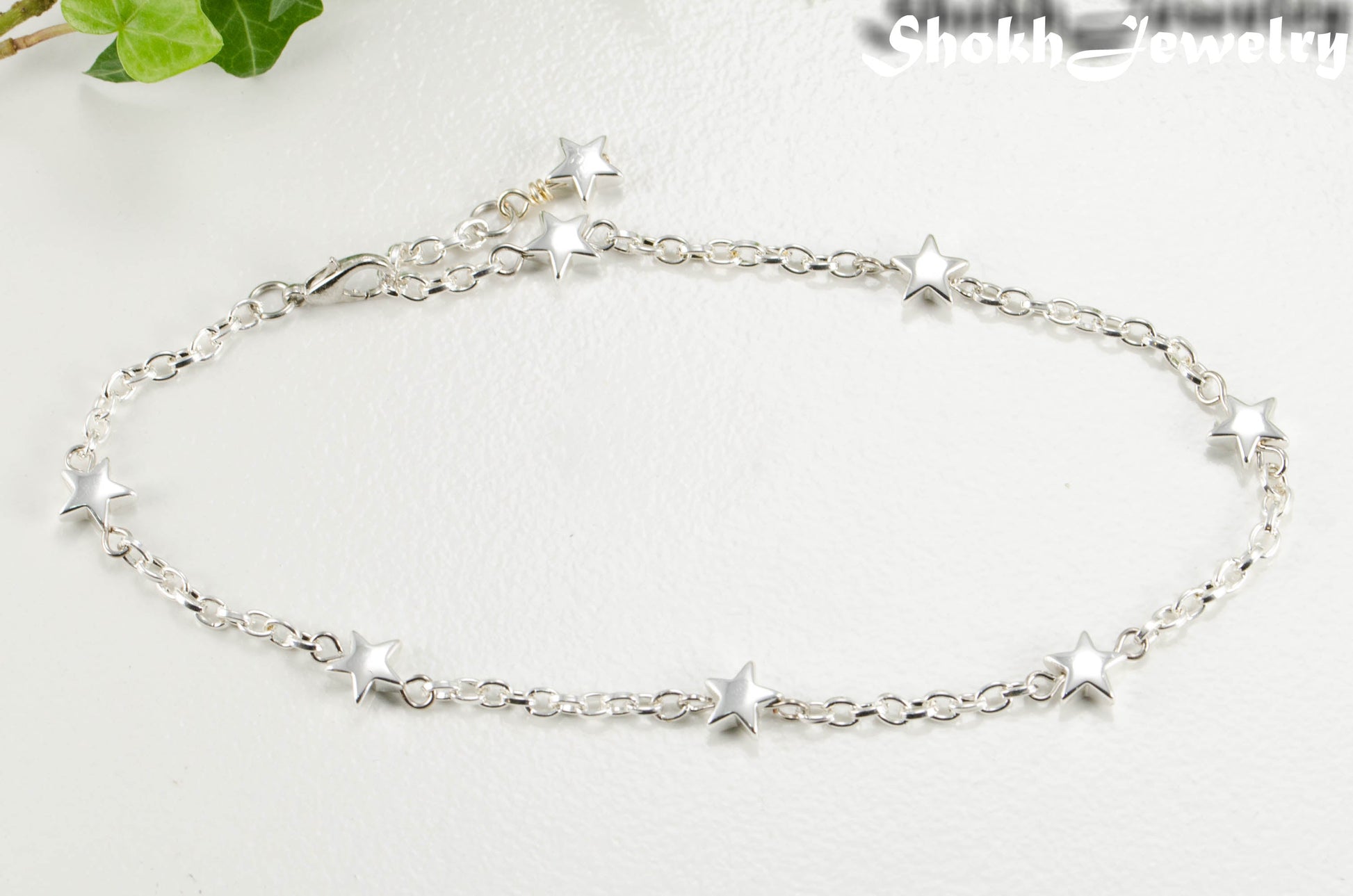 Silver plated Hematite Star and Chain Bracelet.