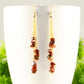 Close up of Long Gold Plated Chain and Red Jasper Chip Earrings.