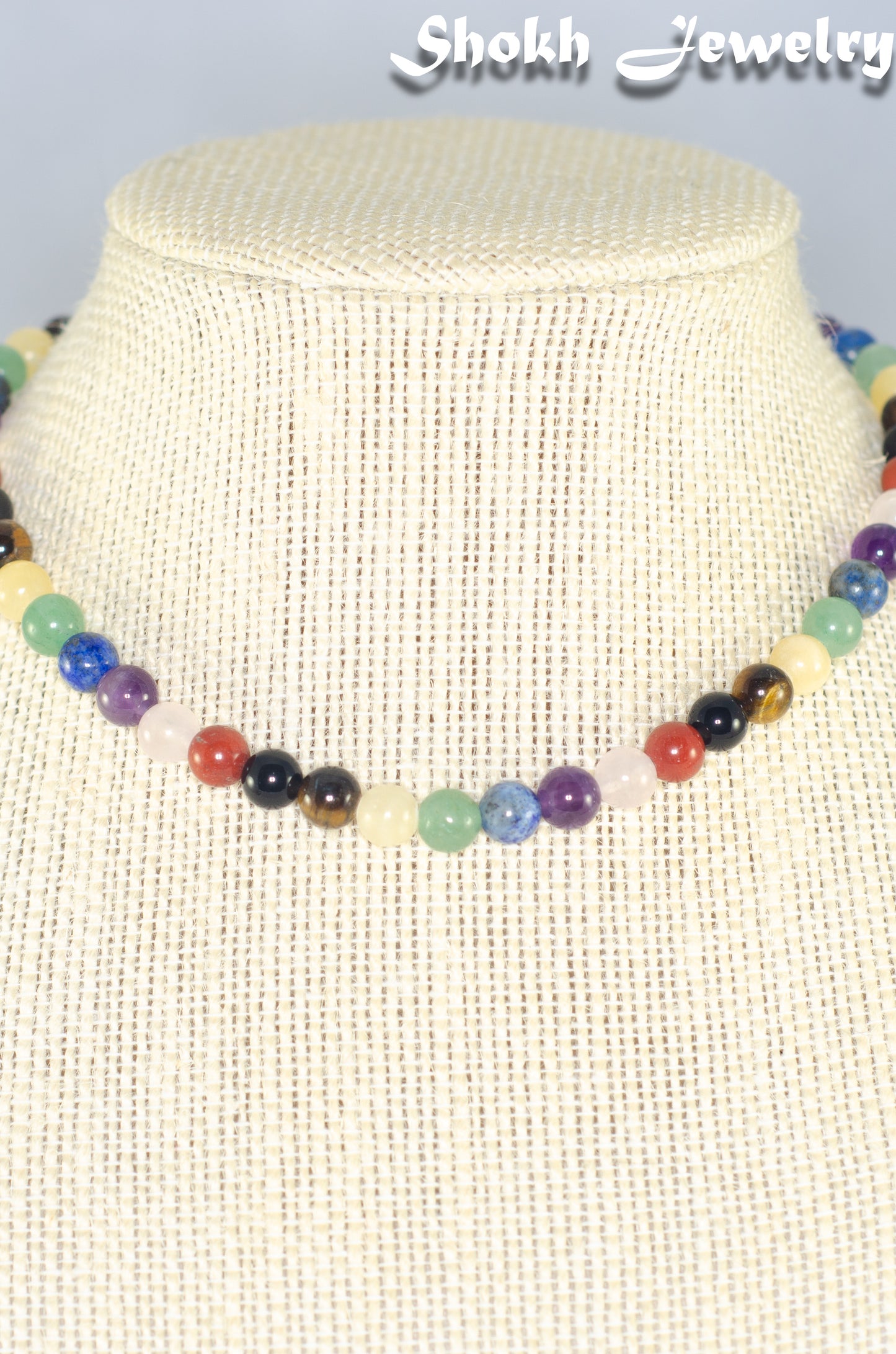 6mm Chakra Gemstone Beaded Choker Necklace