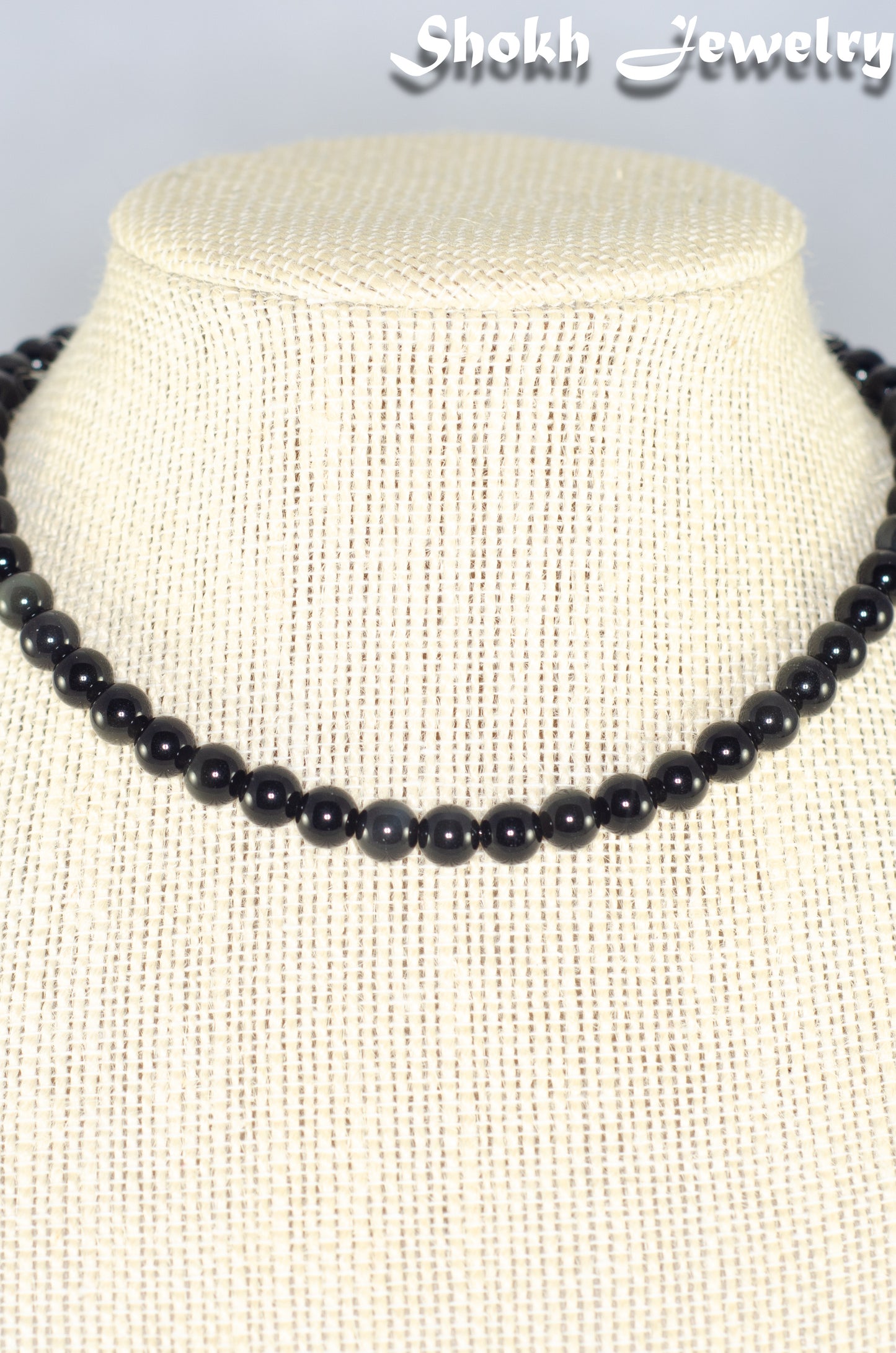6mm Black Obsidian Crystal Choker Necklace