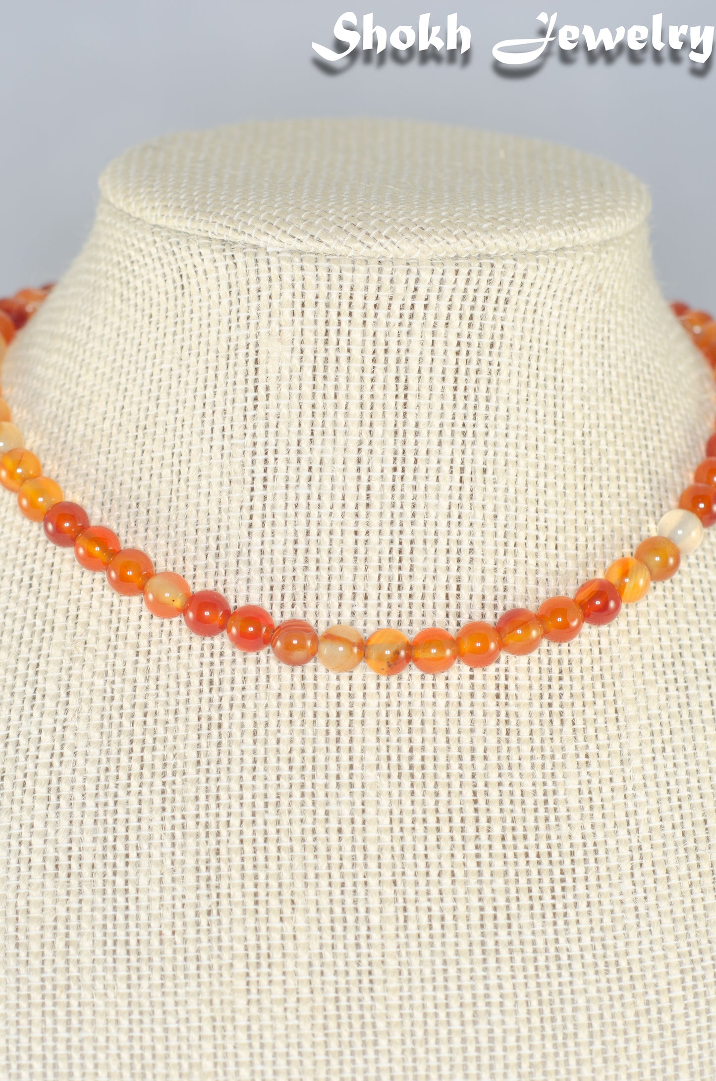 6mm Carnelian Crystal Choker Necklace