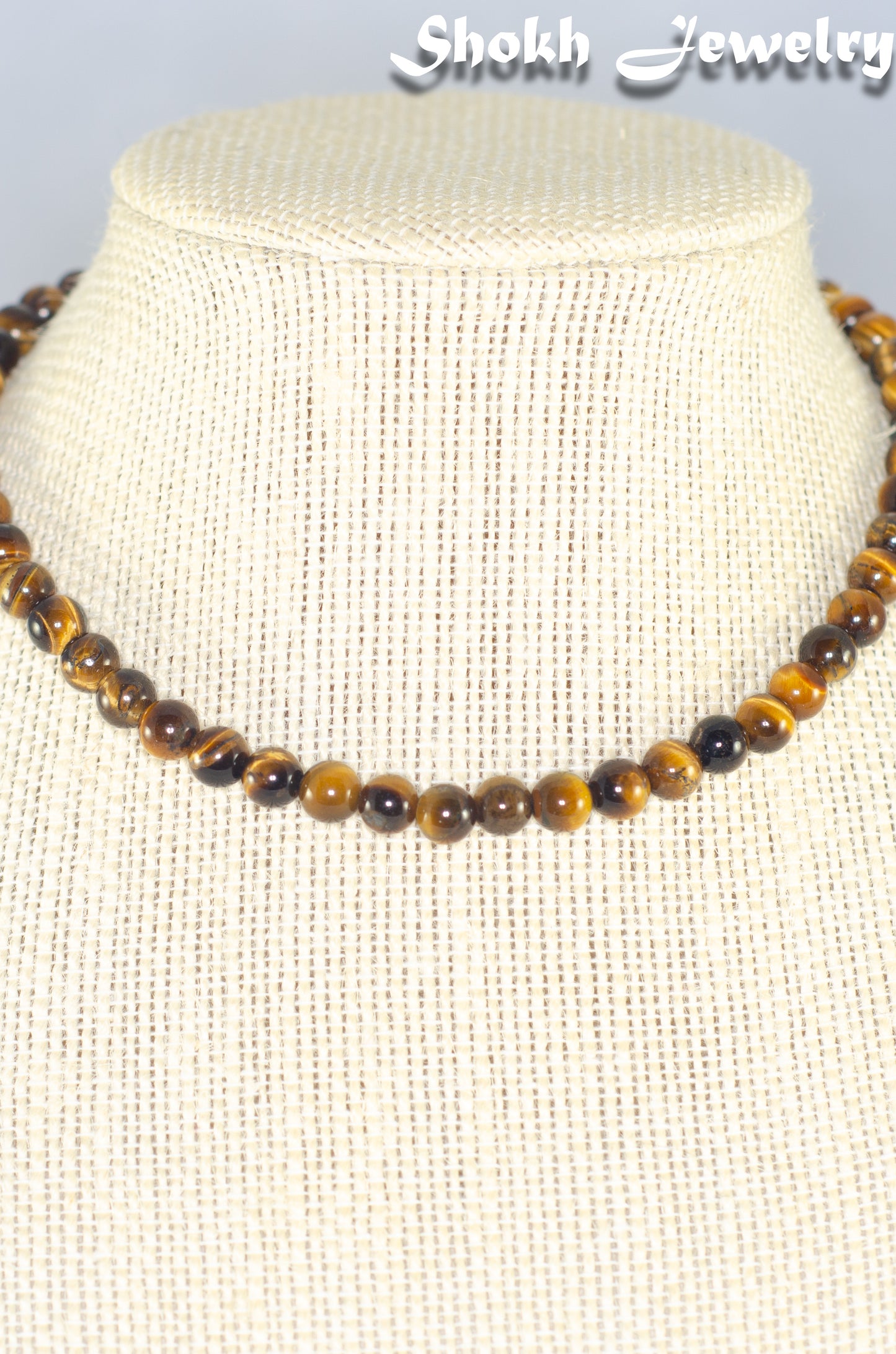 6mm Natural Tiger's Eye Choker Necklace