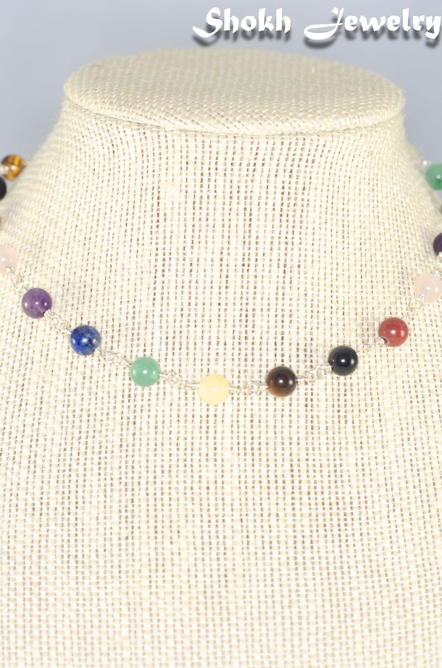 6mm Chakra Gemstone Link Choker Necklace