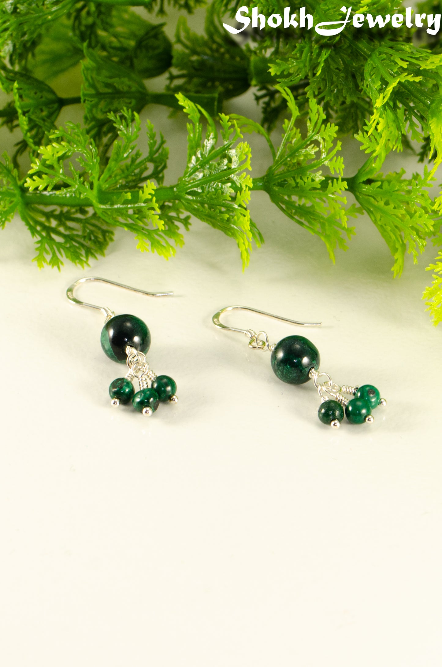 Genuine Malachite Dangle Earrings.