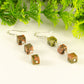 Long Unakite Cube Dangle Earrings.