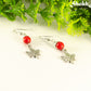 Red Howlite and Tibetan Silver Maple Leaf Dangle Earrings for women.