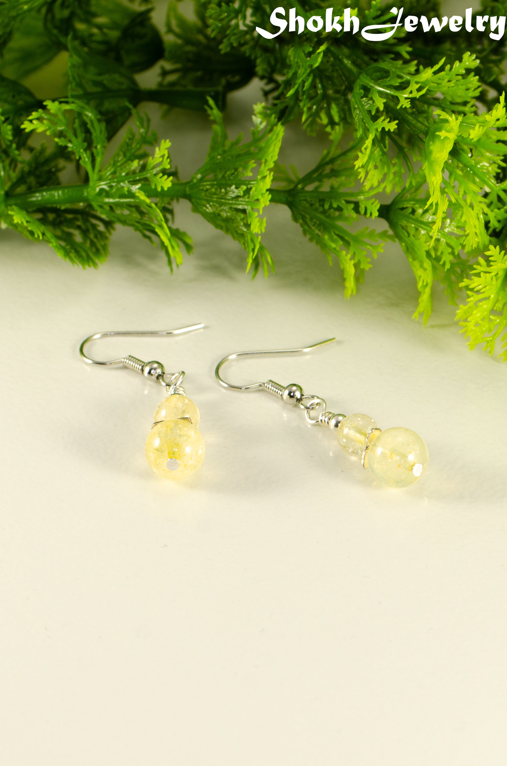 Small Natural Citrine Crystal Earrings for women.