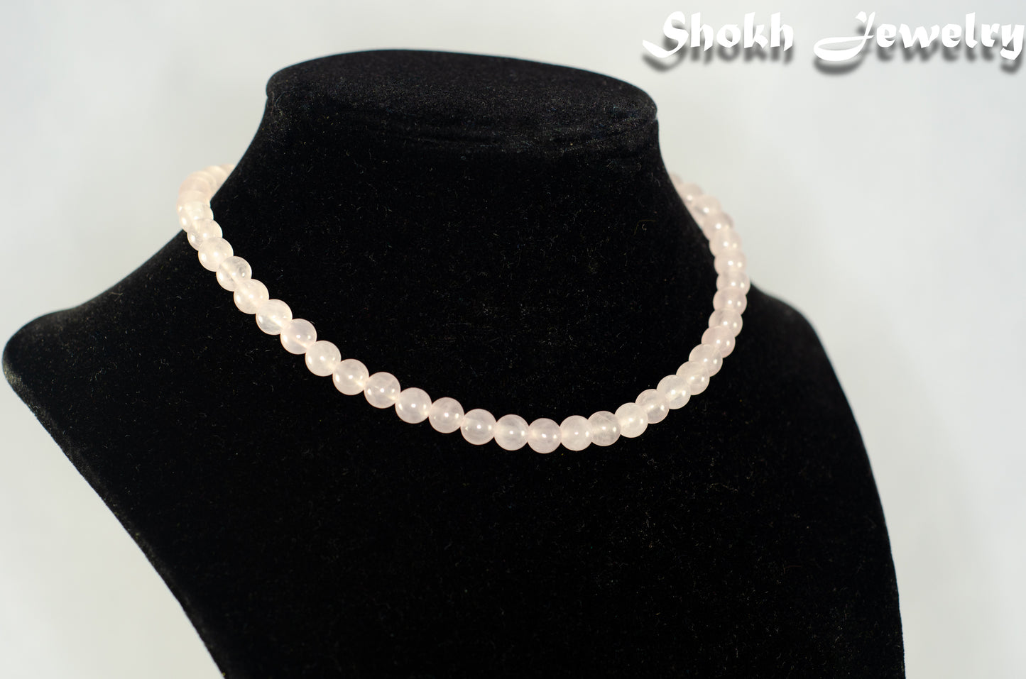 6mm Rose Quartz Crystal Choker Necklace